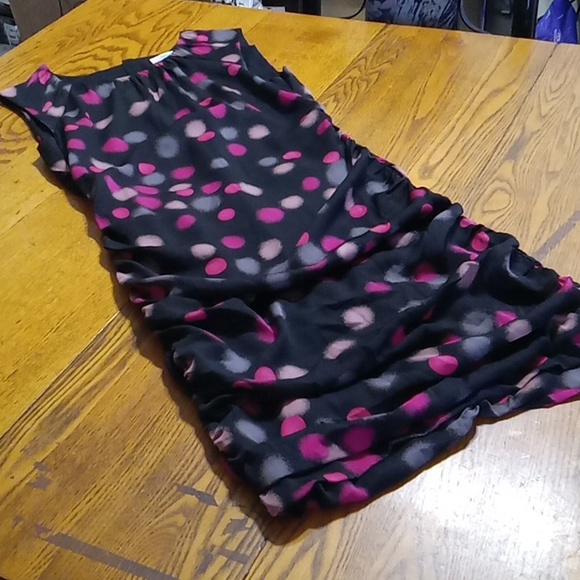 Diane Von Furstenburg Womens 4 Dress BLACK PINK Used Preowned Sleeveless Dots - Picture 3 of 10